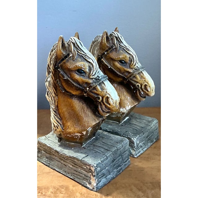 Vintage Horse Head Plaster Bookends - Pair For Sale - Image 12 of 12