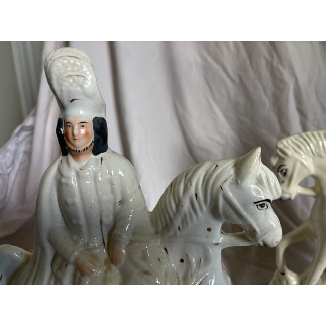 Ceramic Pair of Mid 19th Century Staffordshire Scottish Hunters on Horseback For Sale - Image 7 of 14