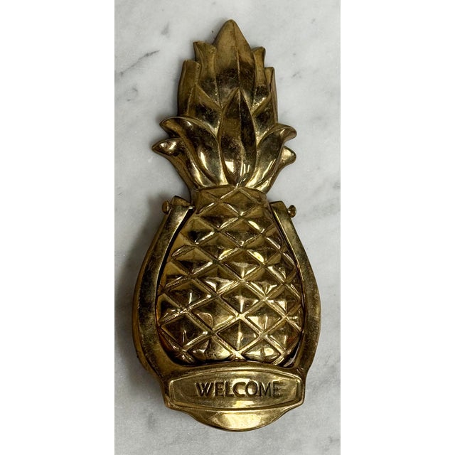 Figurative Vintage Brass Pineapple Motif Door Knocker For Sale - Image 3 of 5