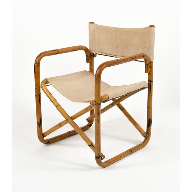 Mid-Century Bamboo and Fabric Director's Folding Chairs, Italy, 1960s, Set of 2 For Sale - Image 14 of 18
