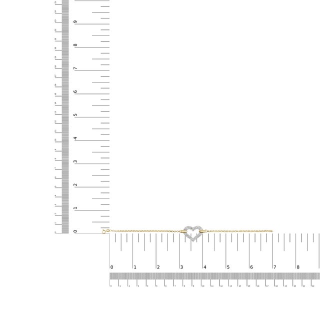 Metal 10K Two Tone Gold 1/4 Cttw Diamond Encrusted Heart Charm 7" Bracelet (H-I Color, I1-I2 Clarity) For Sale - Image 7 of 7