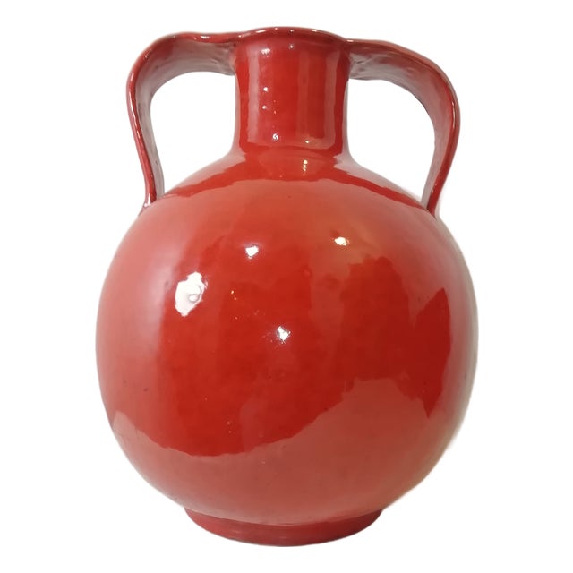 Large Vintage Red Ceramic Vase, Italy, 1950s For Sale