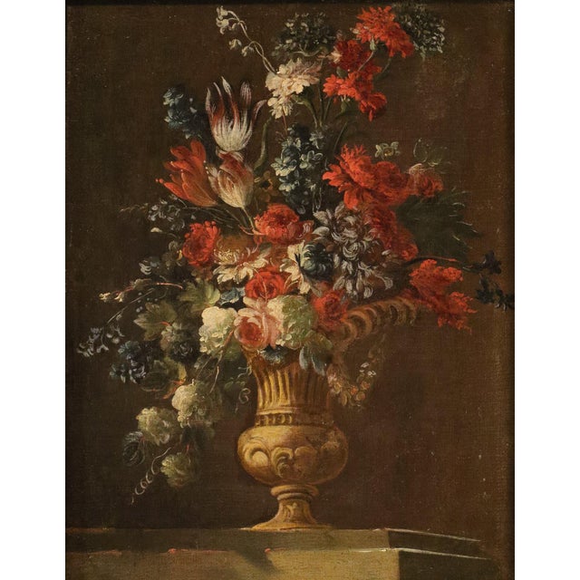 Francesco Lavagna, Pair of Still Lifes of Flowers Blackboard, 1720, Oil on Canvas For Sale - Image 8 of 16