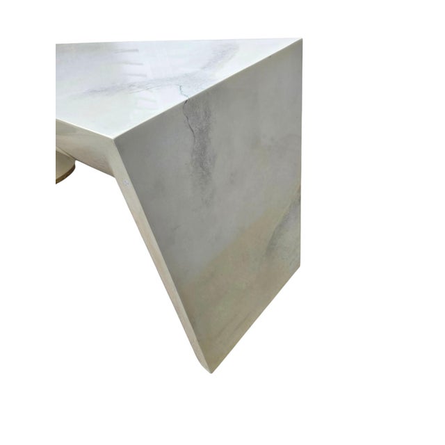 Vintage Postmodern Faux Goatskin Console Table Karl Springer Style Lacquered For Sale - Image 18 of 18
