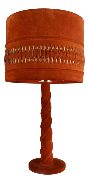 Large Table Lamp in Red Suede Leather and Brass, 1960s