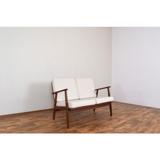 Beige Mid-Century Modern Danish Teak 2-Seater Sofa, 1960s For Sale - Image 8 of 12
