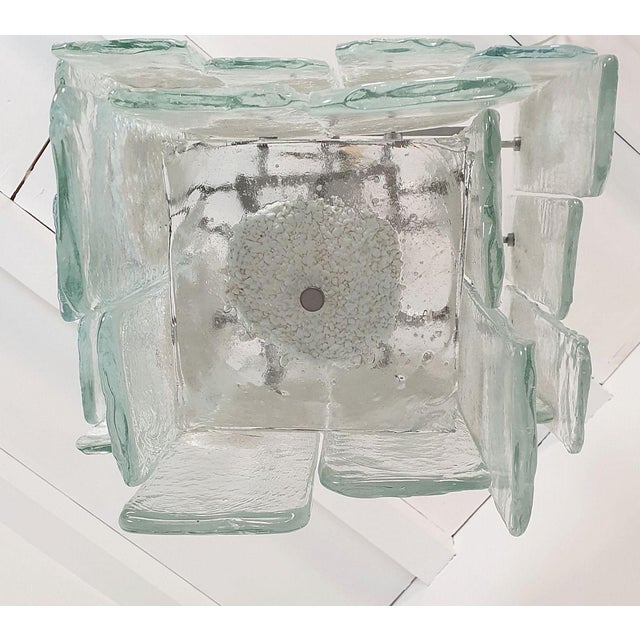 White Murano Glass Chandelier Mazzega Style 1970s For Sale - Image 9 of 12