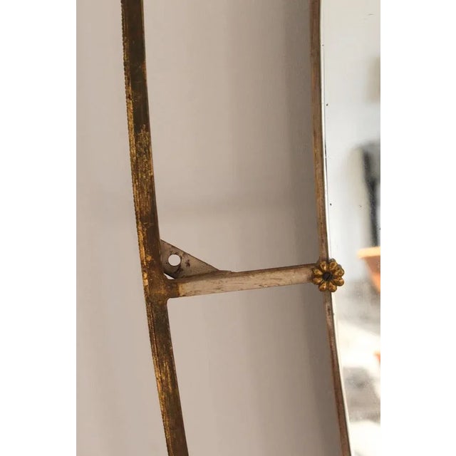 Black Art Deco Oval Mirror in Brass, Italy, 1940s For Sale - Image 8 of 11