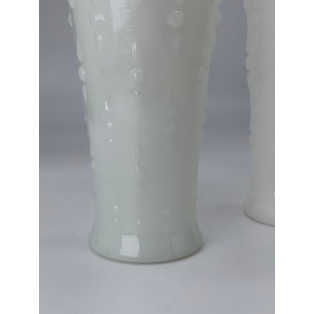 Glass Mid-Century Modern Anchor Hocking Milk Glass Teardrop Vases - a Pair For Sale - Image 7 of 8