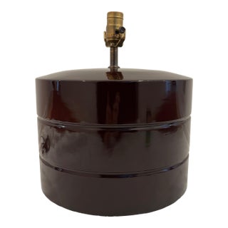 Mid Century Asian Korean Rae Kasian Lacquered Barrel Drum Table Lamp For Sale