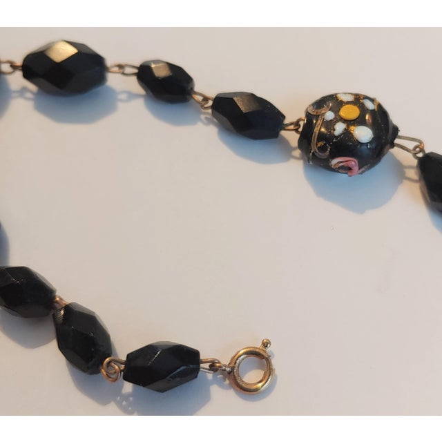 Late 19th Century Wedding Cake Lampwork & Jet Faceted Beads Necklace For Sale - Image 4 of 4