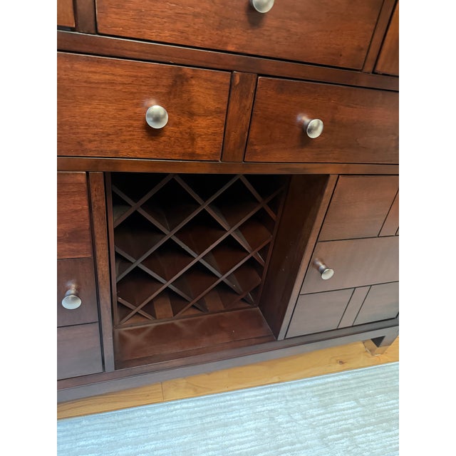 2010s Broyhill Northern Lights Dark Walnut Lighted China Hutch For Sale - Image 5 of 5