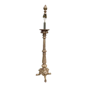 Antique Silver on Bronze Neoclassical Torchere Floor Lamp