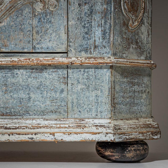 Light Blue Painted Provincial Wardrobe, 18th Century For Sale - Image 12 of 13