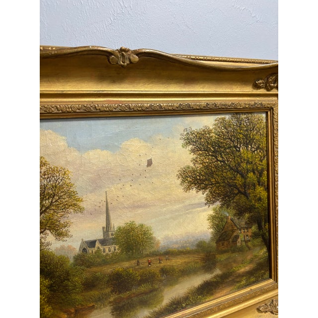 Framed English Landscape Oil on Canvas "Autumn" by Charles Leaver For Sale - Image 4 of 6