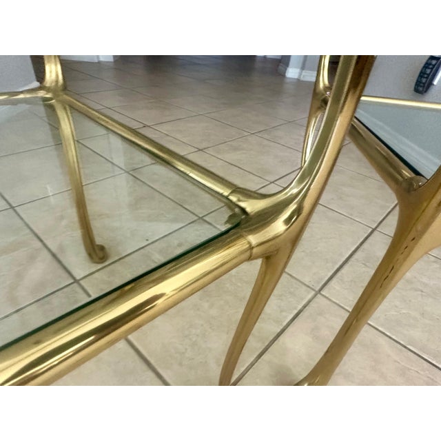 Italian Rectangular 2-Tier Brass End or Side Table For Sale - Image 14 of 15
