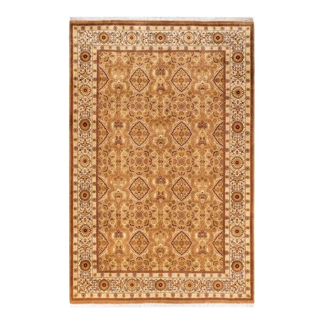 Yellow Mogul, One-of-a-Kind Hand-Knotted Area Rug in Yellow, 6' 1" x 9' 4" For Sale - Image 8 of 8