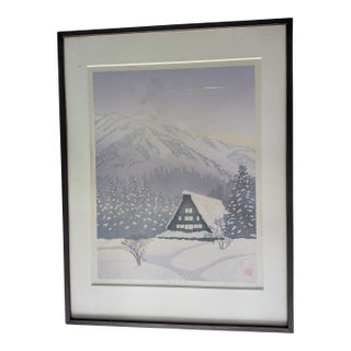 Signed LTD Ed Shūhū Miyamoto "Takayama Snowscape" Woodblock Print — Dated 1985 For Sale