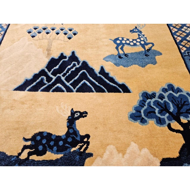 Vintage Chinese Art Deco Pictorial Rug, Hand-Knotted Wool, Early 1900s, 5' x 7' For Sale - Image 11 of 15