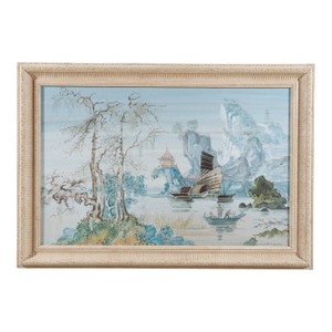 Signed Shan Shui Style Watercolor Painting