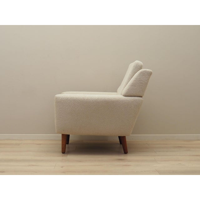 Wood Danish Cream Armchair, 1970s For Sale - Image 7 of 14