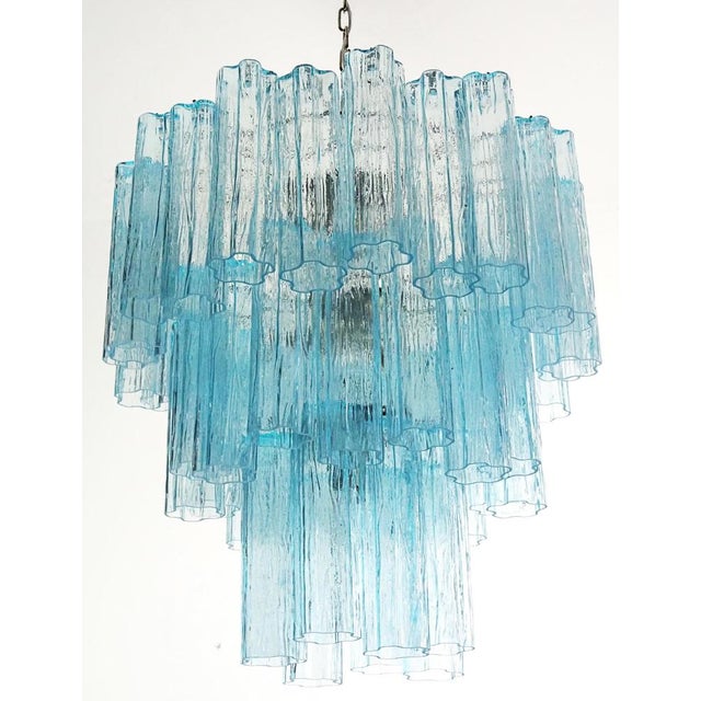 3-Tier Murano Glass Tube Chandelier, 1990s For Sale - Image 9 of 17