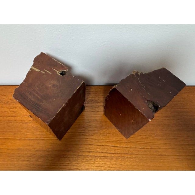 1970s 1970s Organic Modern Burl Wood Bookends – Sculptural Brutalist Studio Craft Pair For Sale - Image 5 of 9
