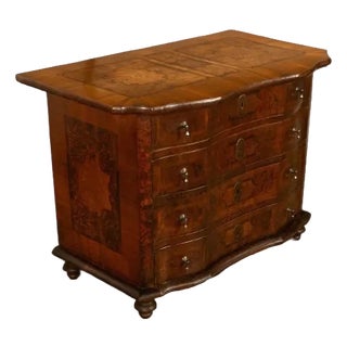 Antique Austrian Baroque Inlaid Walnut Burl Chest Drawers Dresser Commode 1760 For Sale