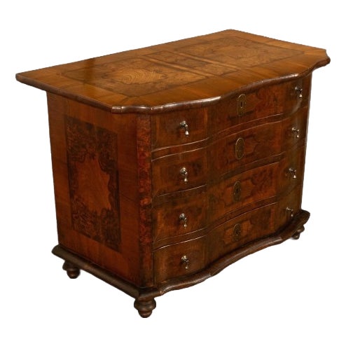Antique Austrian Baroque Inlaid Walnut Burl Chest Drawers Dresser Commode 1760 For Sale