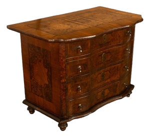 Antique Austrian Baroque Inlaid Walnut Burl Chest Drawers Dresser Commode 1760