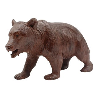 Circa 1900 Swiss Small-Medium Size Strolling Black Forest Bear For Sale