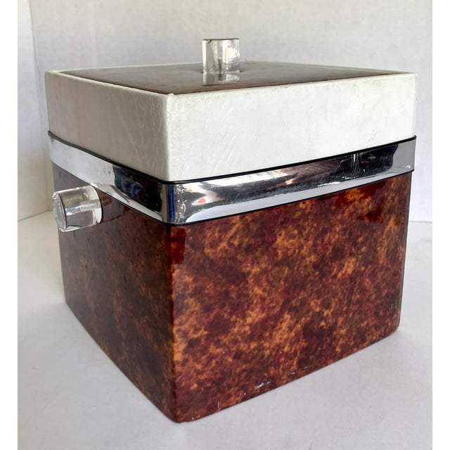 Vintage Lucite and Faux Burl Vinyl Ice Bucket For Sale - Image 9 of 9