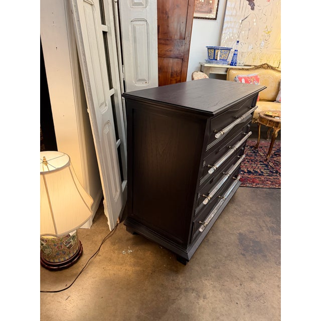 2010s Gabby Home "Hazel" Postmodern Waxed Ebony 4-Drawer Chest For Sale - Image 5 of 7