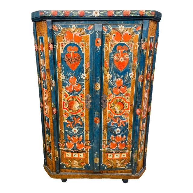 Gorgeous Antique German Painted Armoire 1835 For Sale