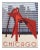 2019 Modern Retro Travel Poster, Chicago Flamingo Sculpture For Sale
