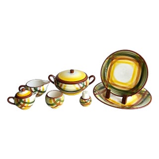 1940s Vernon Kilns/Vernonware Homespun Dinnerware, 9 Pieces For Sale