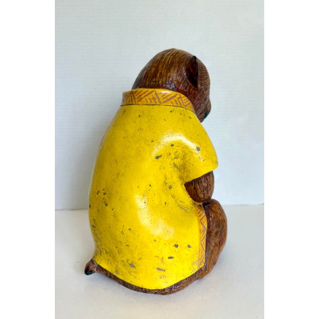 Brown Vintage South American Folk Art Style Monkey Figure With Glass Eyes For Sale - Image 8 of 12