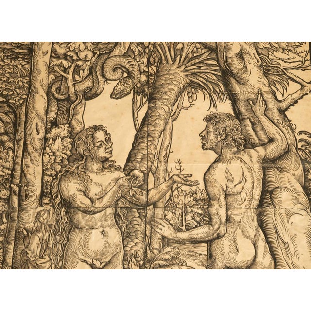 16thCentury German Northern Renaissance Woodcut Print Adam & Eve Baron Von Lanna by Hans Burgkmair the Elder, 1525 For Sale - Image 9 of 18