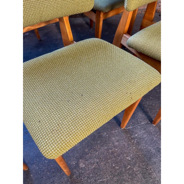 1940s Green Upholstered Dining Chairs Attributed to George Nelson For Sale - Image 10 of 11