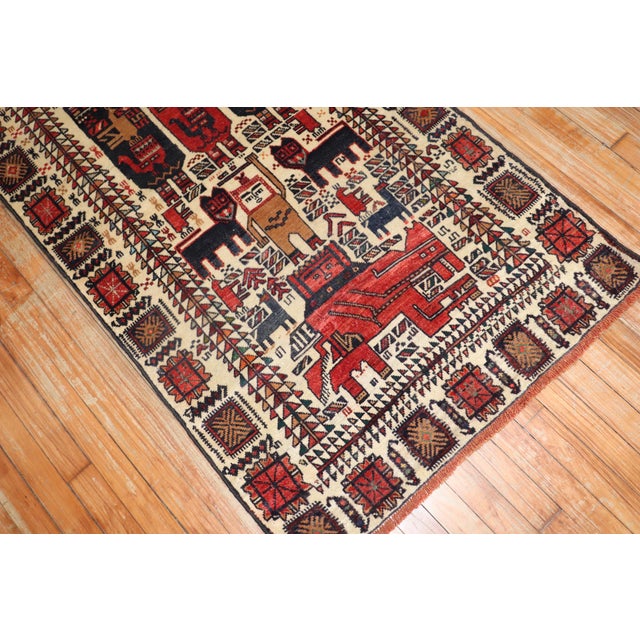 Vintage Persian Pictorial Balouch Rug For Sale - Image 11 of 18