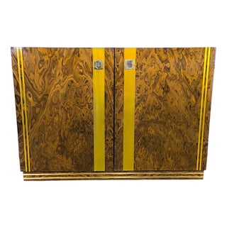 Chest of Drawers in Elm Burl and Brass by Gaggioli, 1970 For Sale