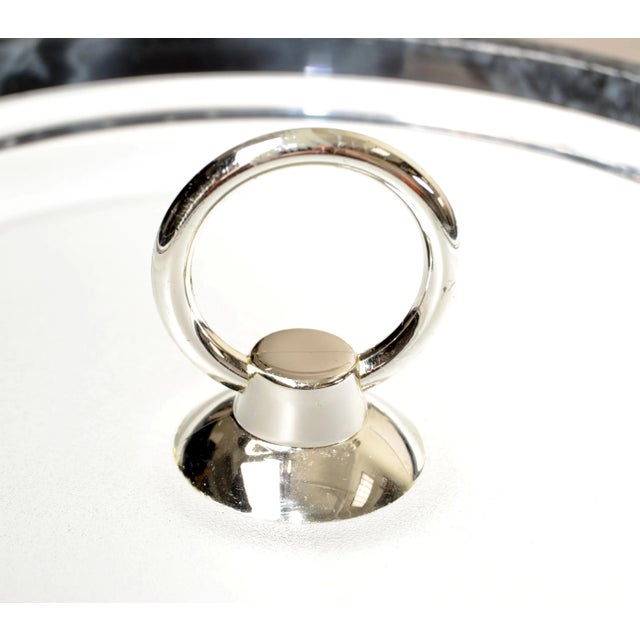 Black 1990s Kraftware New York Black Gray Faux Marble Style Ice Bucket with Lucite Handle & Tongs For Sale - Image 8 of 12