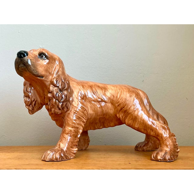 Vintage Italian Glazed Ceramic Spaniel For Sale - Image 11 of 12