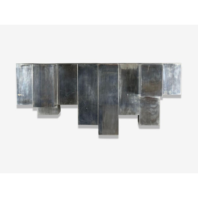 Metal Paul Evans Style, Patchwork Chrome, Mirrored Wall Shelf, Usa, 1980s For Sale - Image 7 of 7