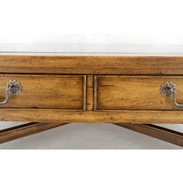 Large Spanish Colonial Style Showcase Glass Top Coffee Table on X Base For Sale - Image 10 of 12