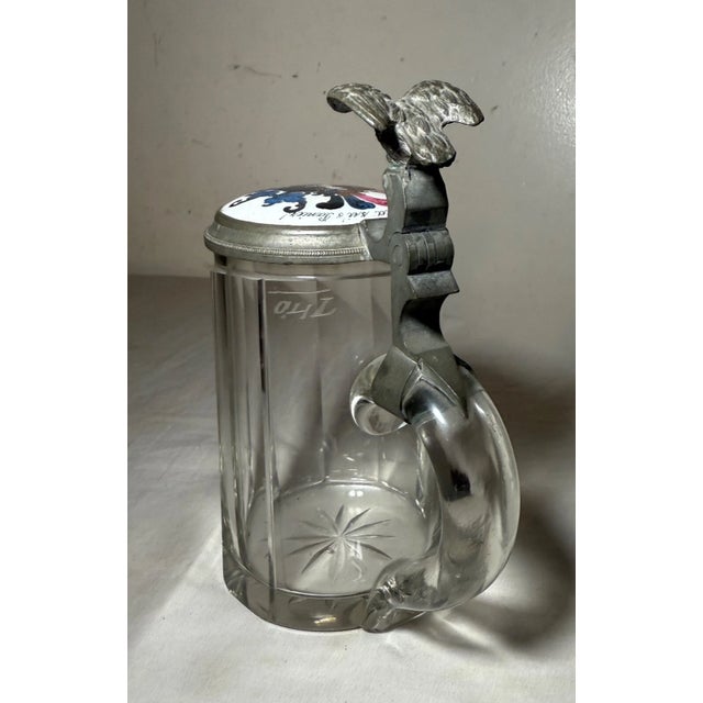 Antique 1800's Armorial Painted Porcelain Glass Pewter German Lidded Beer Stein For Sale - Image 12 of 15
