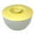 1930s Art Deco Hall Pottery Ceramic Lidded Refrigerator Dish Serving Bowl Gray & Yellow For Sale