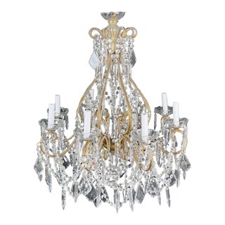French Louis XV Marie Therese Style Cut Crystal Chandelier, 8 Arms For Sale
