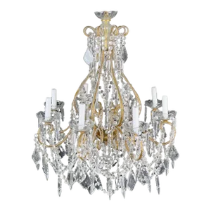 French Louis XV Marie Therese Style Cut Crystal Chandelier, 8 Arms