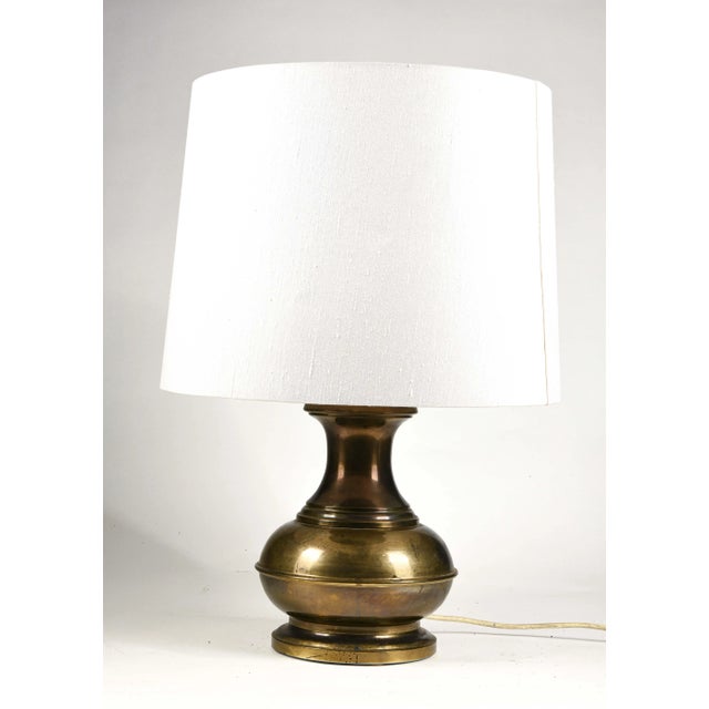 Brass-Colored Metal & Fabric Table Lamp from Raffia Italia, 1970 For Sale - Image 3 of 7